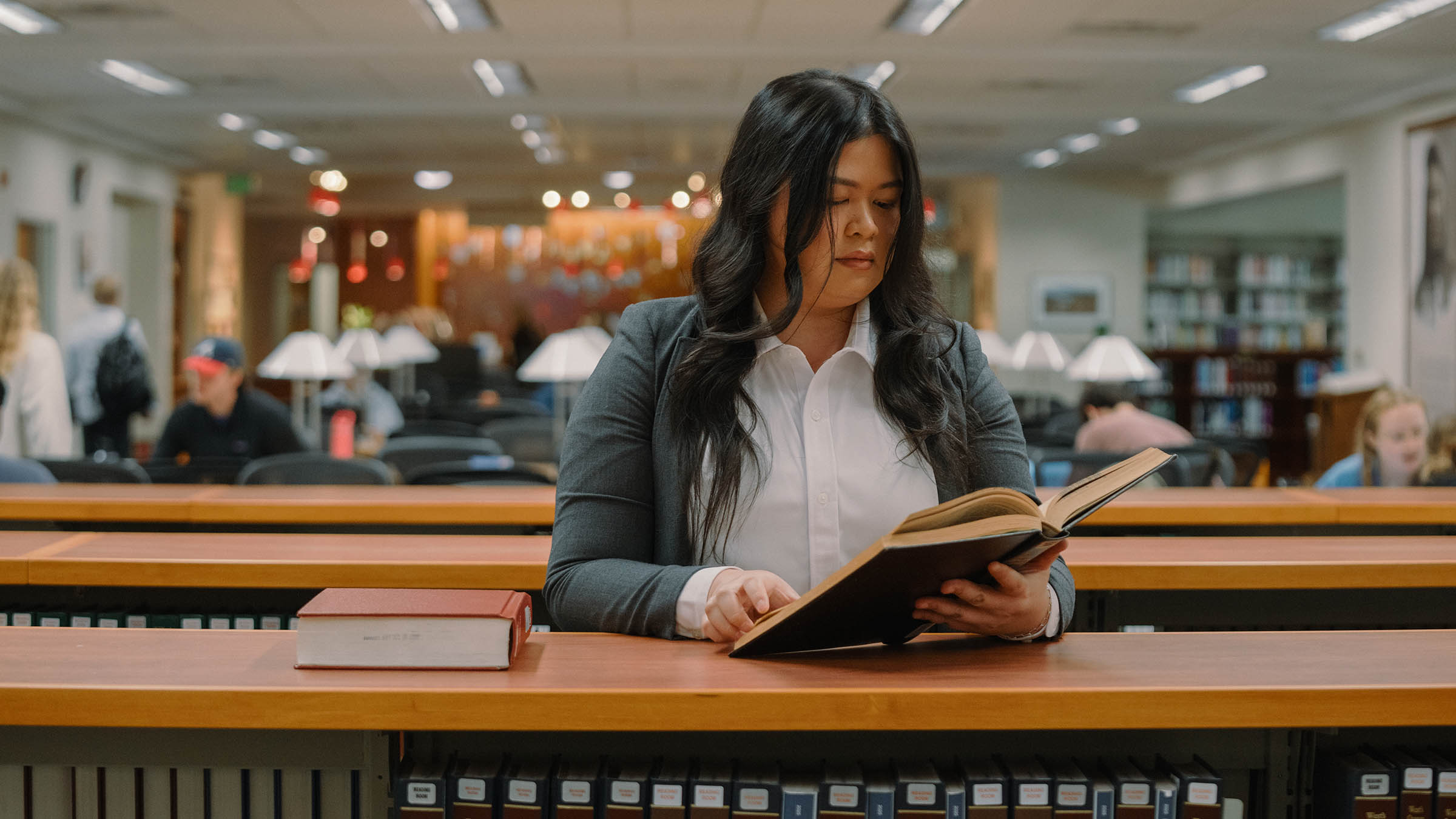 Student studying in the John E. Jaqua Law Library