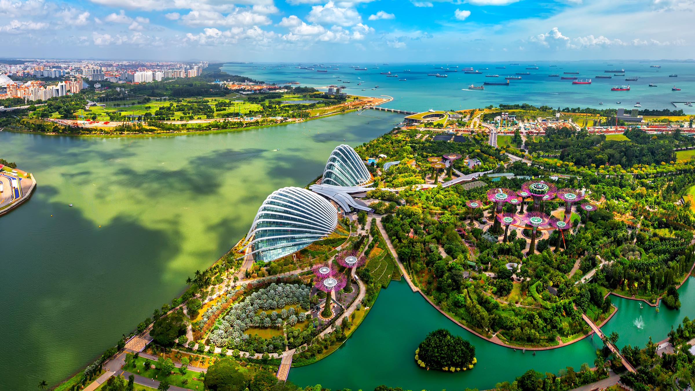 Aerial view of the Singapore City skyline in Singapore