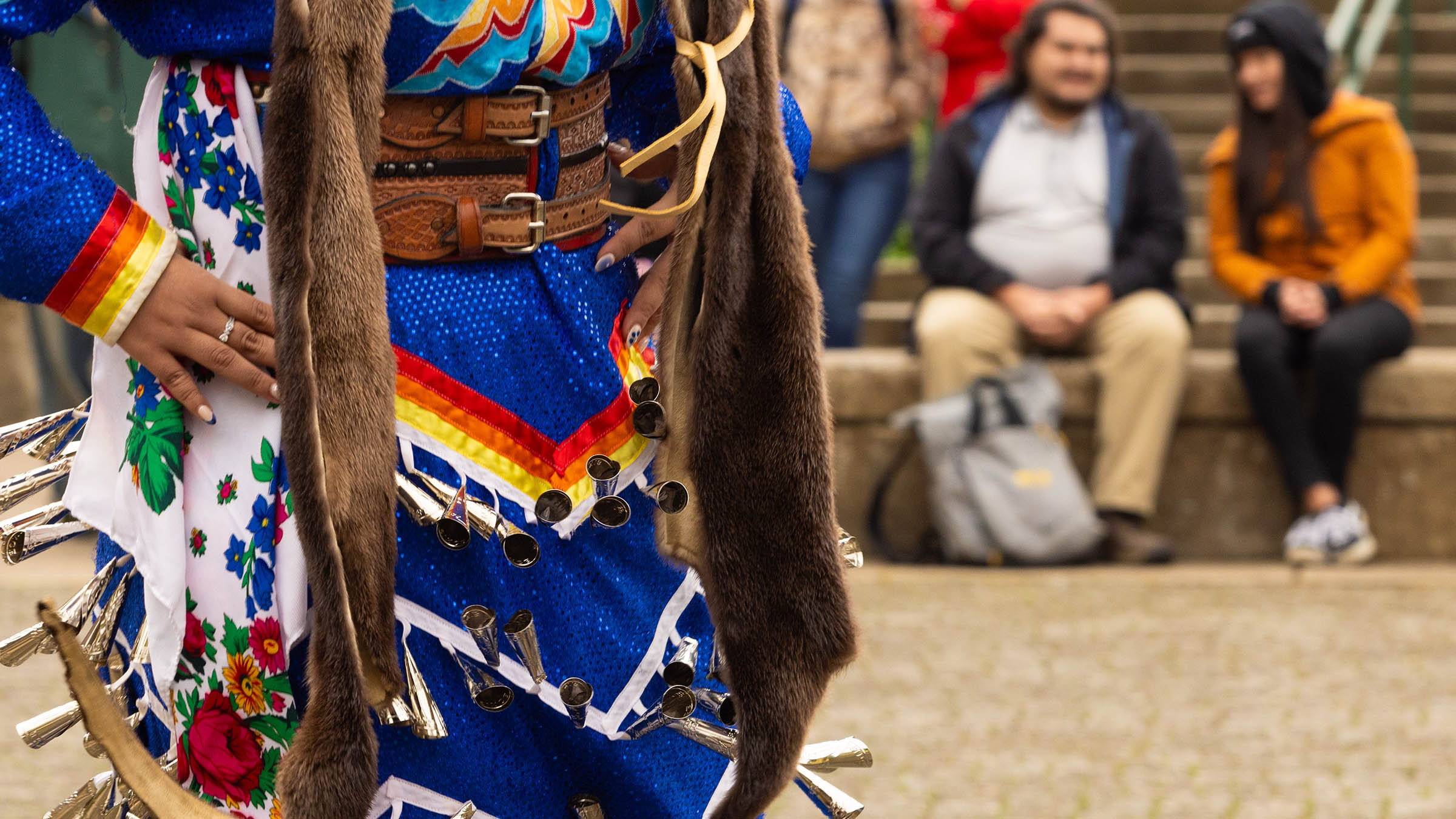 Student performs at the annual Indigenous Peoples' Day flag-raising ceremony